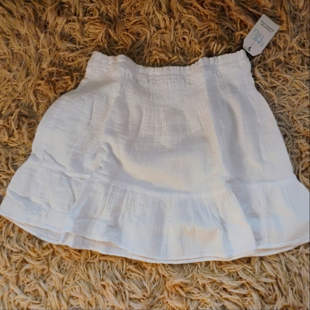 Time And Tru Women's White Elastic Waistband Skirt SZ L NWT